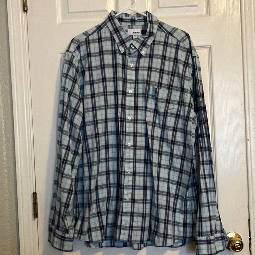 Blue and white Sonoma flannel, XXL